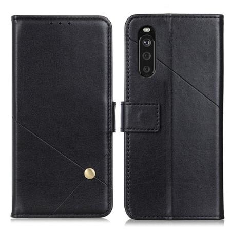 Sony Xperia 10 Iii - Nit Dekor Läder Fodral - Svart Svart