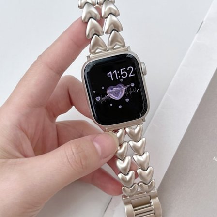 Klockarmband för Apple Watch iWatch 38/40/41/ 10:e generationen 42mm universell dubbelradig kärlekskedja