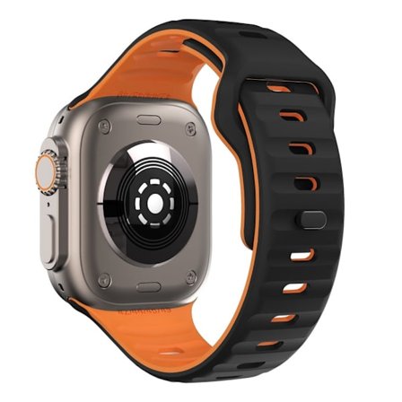 Apple Watch Series 41 mm - 40 mm - 38 mm Klockarmband Tvåfärgat silikonarmband - Svart + Orange