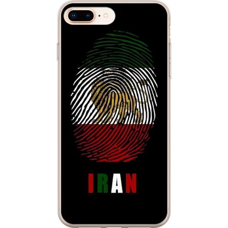 Kompatibel Mobilcover til Apple iPhone 7 Plus Fingeraftryksformat som Irans flag med løvemotiv på sort dramatisk baggrund
