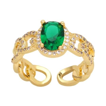 Ring Vintage Zircon Metallic Element Modesmykker Ac8658 Green