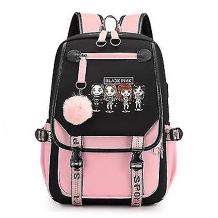 Blackpink Roseanne Park Lisa Kim Ji Soo T htiolkaimella Varustettu Reppu Korean USB-XH (Sininen Tanssi)