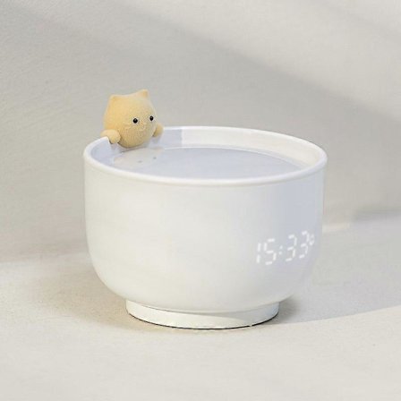 Katt Smart Vekkerklokke LED Nattlys USB-Lading Søt Sovende Atmosfære Flere Nattbordsfunksjoner Vekke Lys Hvit