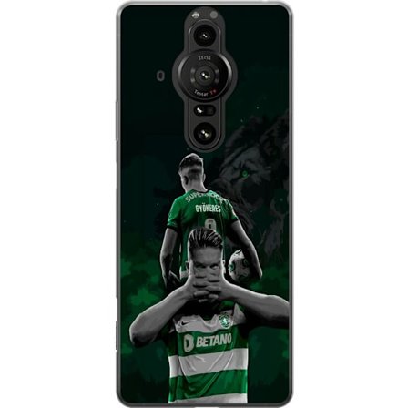 Yhteensopiva Puhelinkuori Sony Xperia Pro-I Neonmotiivi, jossa teksti "Gaming is in my DNA" sinisenä ja punaisena tiiliseinällä, jossa loistava DNA-sp