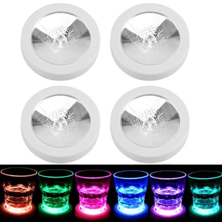 4 stk. LED Drikkeunderlag Koppunderlag med Lys Gravitasjonssensor Drikkeputer for Bar Party Club (Hvit)