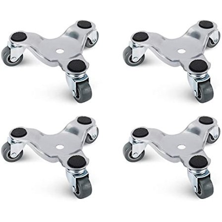 4-pak 6 tommer stål Tri-Dolly sæt til flytning af møbler og apparater 220 kg lastekapacitet