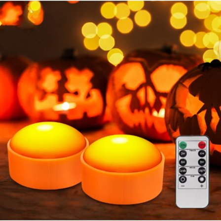 2-delat pumpaformad Halloween LED-lampa med fjärrkontroll, b