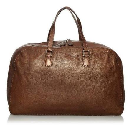 Fendi Vintage, Pre-owned Boston Bag Bruin, Dames, Maat:ONE Size,leather