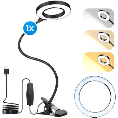 ING Sengelampe til læsning - Clip-on lampe - Sengelæselampe - 3 belysningstilstande - Boglæselampe