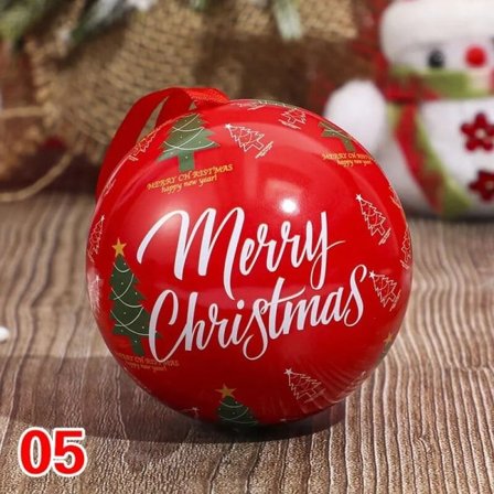 Jul godis box plåt kula godis burk gåva förpackning box utskrift rund kula formad mini box barn gåva