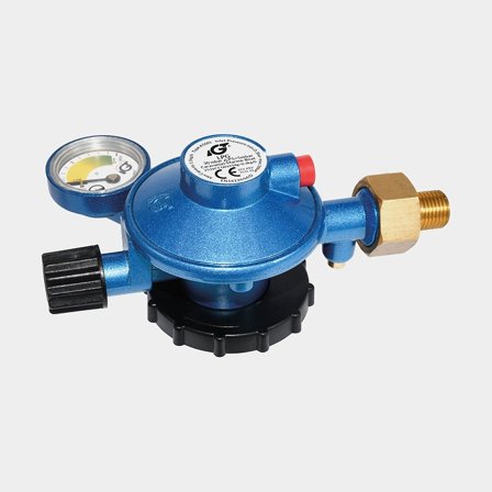 Reduceringsventil för 2 kg gasolflaskor, in M14x1,5 / ut 1/4