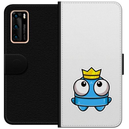 Kompatibel Tegnebogsetui til Huawei Huawei P40 Blå tegnet figur med krone og store øjne i legende kongelig stil