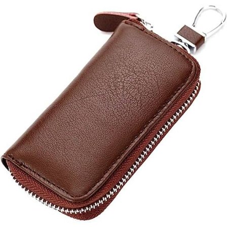 (Ruskea) Nahkainen avaimenperä - IC