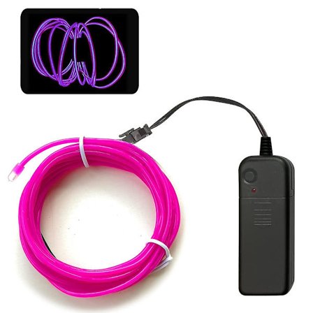1m Neon Repljus Med Batteripack Neon Blinkande Elektroluminescerande Sladd För Fest, Halloween Dekoration, Lila