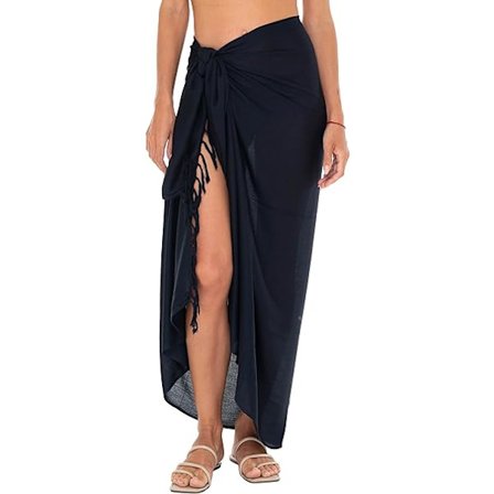 #én størrelse - sort Sarong/pareo - til kvinder - strandlook - til at bære over badedragten#