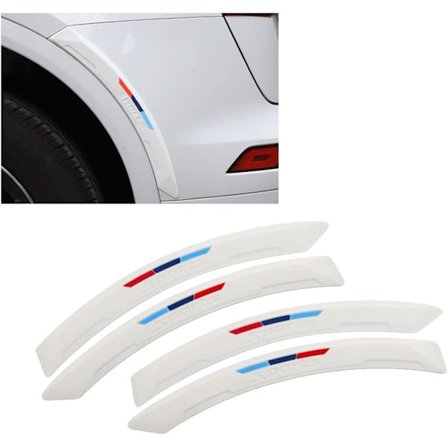 4 stk. hvide bilhjulsbueforlængere stænkskærme universal klistermærke antikollisionsbeskyttelse hjulstænkskærm dekoration