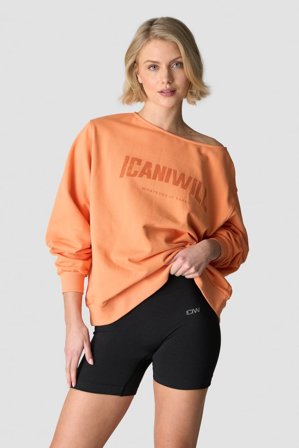 Revive Oversized Crewneck Print Wmn Orange Peach