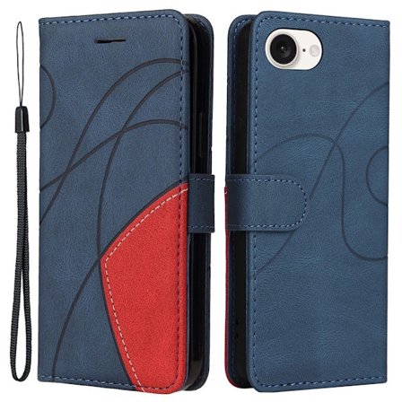 Teksturoitu nahkakotelo hihnalla iPhone 16e - Sininen