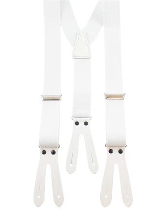 Solid Suspenders Leather Ends White Portia 1924