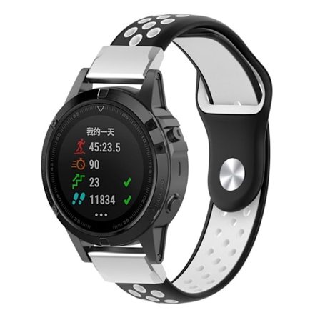 Garmin Fenix 5 / Forerunner 935 / Quatix 5 / Approach S60 22mm klockband av silikon - Svart / Vit