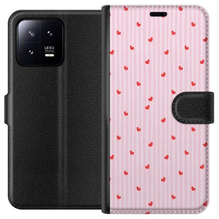 Kompatibel Tegnebogsetui til Xiaomi 13 Rosa hjärtan