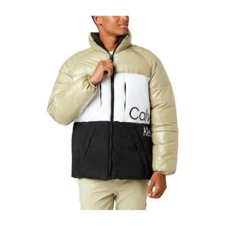 Calvin Klein, Colorblock puffer jacket Biały, Mężczyzna, Rozmiar: S
