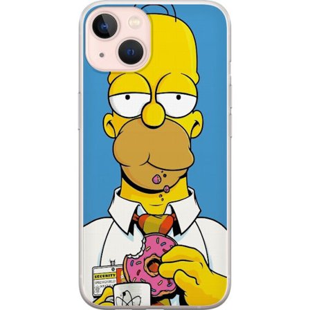 Kompatibel Mobilcover til Apple iPhone 13 mini Animeret gul karakter med bolle og kaffekop, humoristisk illustration med ikonisk stil og legende stemn