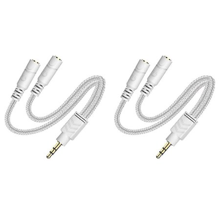 2X Hörlursdelare, AUX-delarkabel för headset Stickad 3,5 mm delare 2-vägs ljuddelare S
