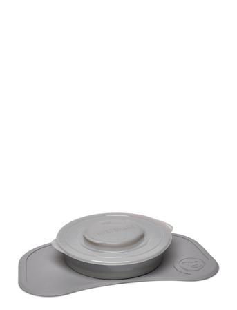 Twistshake Click-Mat Mini + Plate Pastel Grey Home Meal Time Plates & Bowls Plates Harmaa Twistshake
