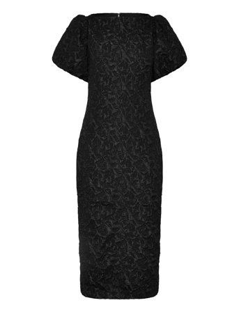 Gina Tricot Puff Sleeve Midi Dress - Black - 32
