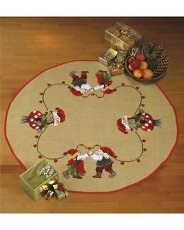 Broderikit Julgransmatta Dansande tomtar