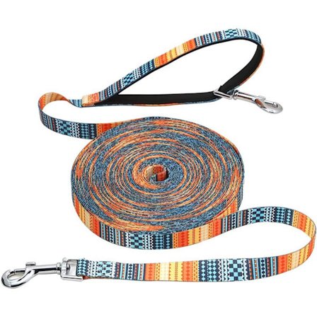 Hundkoppel, 4,5 m/6 m/9 m, dubbeländad hundträningskoppel, långt nylonhundkoppel med handtag för små till stora hundar (9 m, sol)