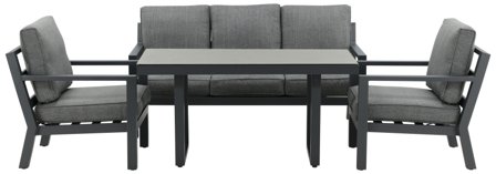 Venture Home Barcelona 1027-408 Loungeset bord, soffa, fåtöljer, svart, Utemöbler