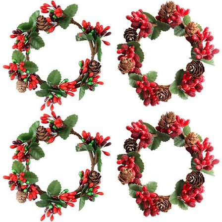 Julljusringar, 4 delar Ljusringar Kransar (8 x 8 cm)