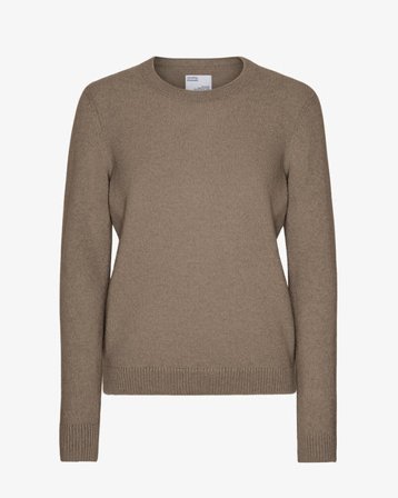 Women Classic Merino Wool Crew - Warm Taupe