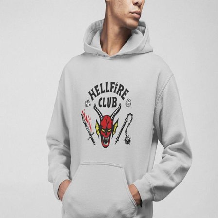 Hellfire Ask Hoodie huvtröja t-shirt Stranger things S