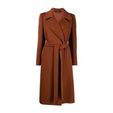 Tagliatore Belted Coats Brun, Dame Uldfrakker
