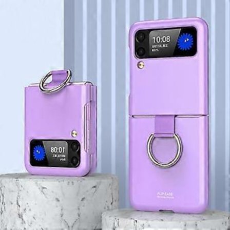 Ringhållare Skal Kompatibel Samsung Galaxy Z Flip 4 Med Ringstativ, Z Flip 4 PC Frostat Skal Anti-förlorad