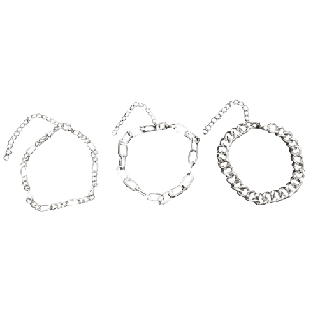 Complement 4 Pack Armband Med Olika Kedjor Dam Silver