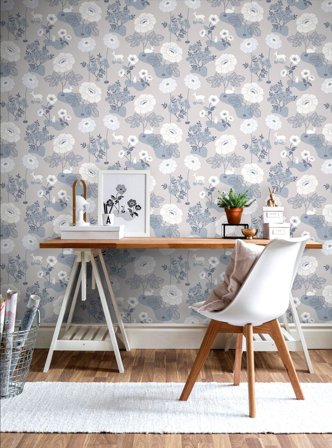 Duro Blomsteräng 398-04 Tapet Duro 1900 Grå, Färg & tapeter