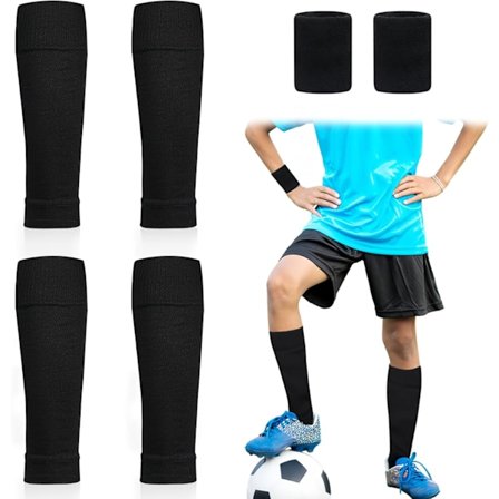 Fotballsokker med mansjetter (2 par) - Fotballskinnskinn med håndleddsbånd