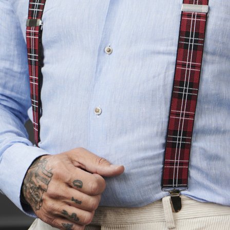 Bretelles à carreaux pour hommes - Bretelles à pinces