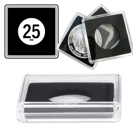 QUADRUM High firkantede møntkapsler til mønt Ø 25 mm - 50 stk.