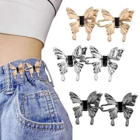 3 sett sommerfugl jeans midjejusterere, ingen søm avtagbar kreves bukseknapper stift, jeans midjespenne jeans stramme midjejusteringsknapp