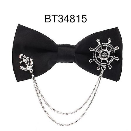 Svart slips med metalldekor för män och kvinnor, slips för uniform, fjärilsknut, slips för vuxna, slipsar, cravater, slipsar för män