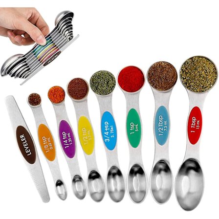 Magneettiset mittalusikat, 8 kpl, ruostumaton teräs