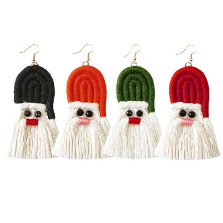 Sæt med 4 par juleøreringe til kvinder, kvastøreringe, juleøreringe, søde øreringe