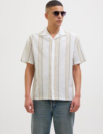 Jack & Jones Jprccsummer Stripe Resort S/S Shirt Sn - White - S