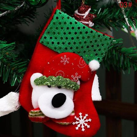 Jul 3d tegneserie Santa Elg Bjørn Snemand Strømpe Gave Cookie Slikpose Nyhed Sæk Sok Ornamenter Xmas Træ hængende dekoration Bear Socks