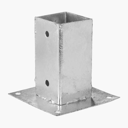 Stolpfäste Med Platta 96 x 96 mm Varmförzinkad Stålplåt - Biltema